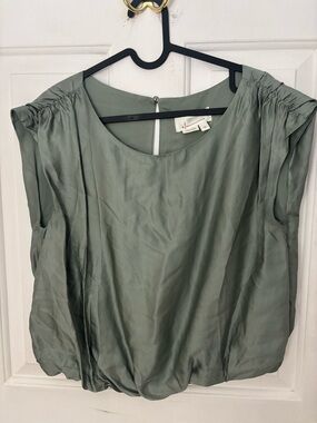 Anthropologie Sage Green Sleeveless Draped Blouse
